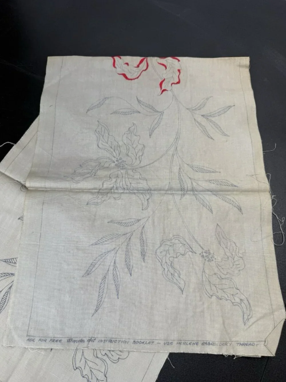 Set If 2 Vintage Embroidery WonderArt Dresser Table Scarf Runners “Poinsettias”
